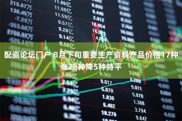配资论坛门户 8月下旬重要生产资料产品价格17种涨28种降5种持平