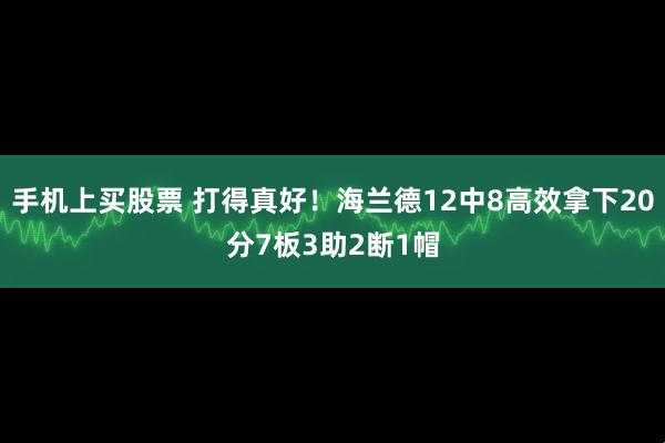 手机上买股票 打得真好！海兰德12中8高效拿下20分7板3助2断1帽